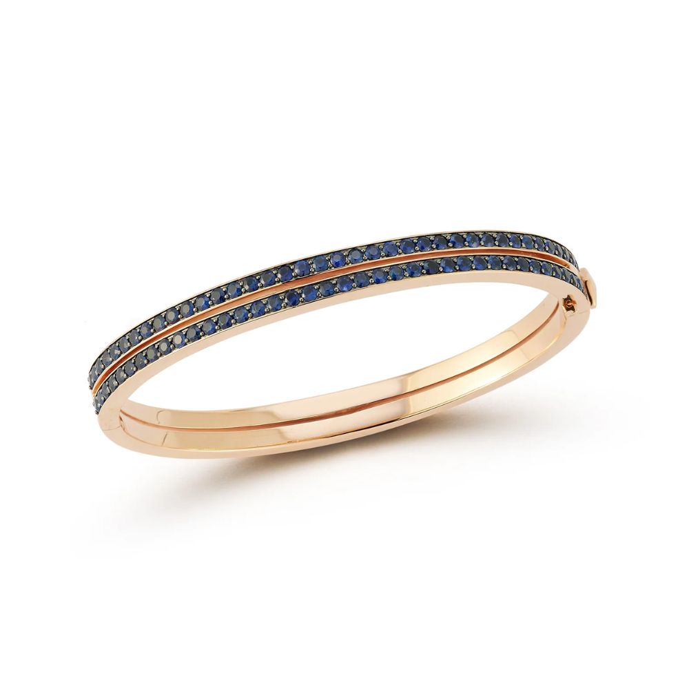 Walters Faith 18k Rose Gold Blue Sapphire Double Row Bangle